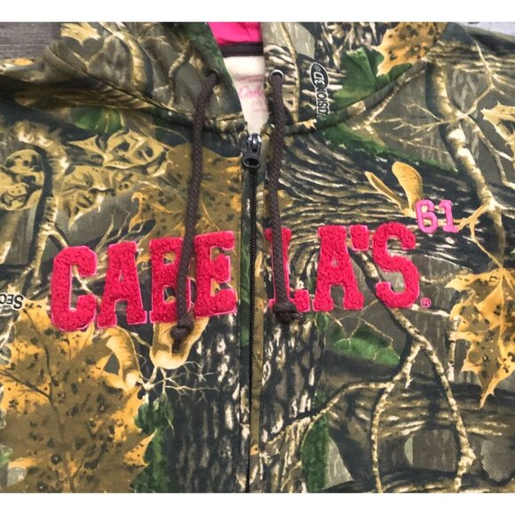 Cabela's Womens 2XL Camo Camouflaged & Pink Full Zip Hoodie Sweatshirt - Picture 2 of 7